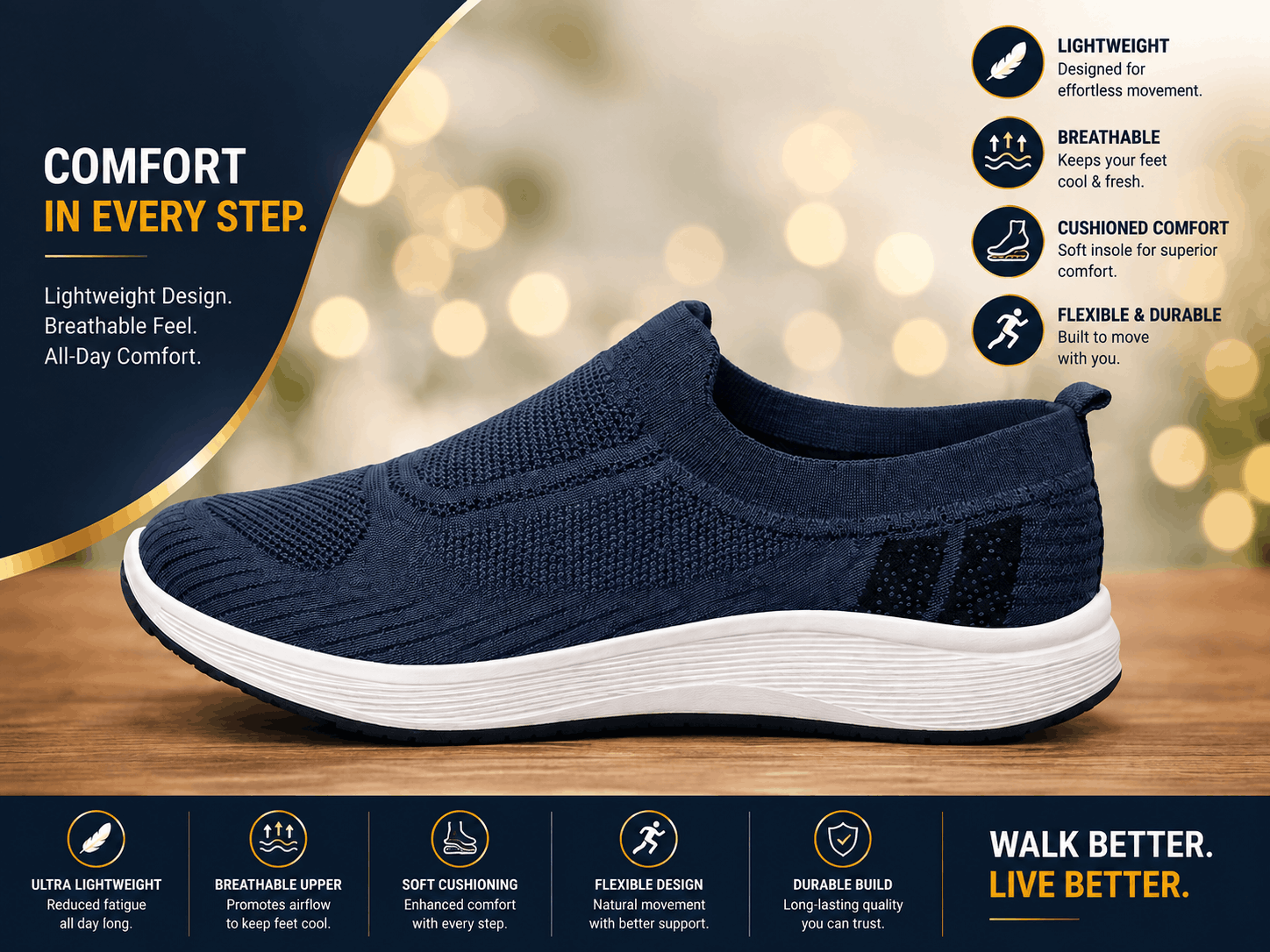 Comfort In Every Step Gray Blue