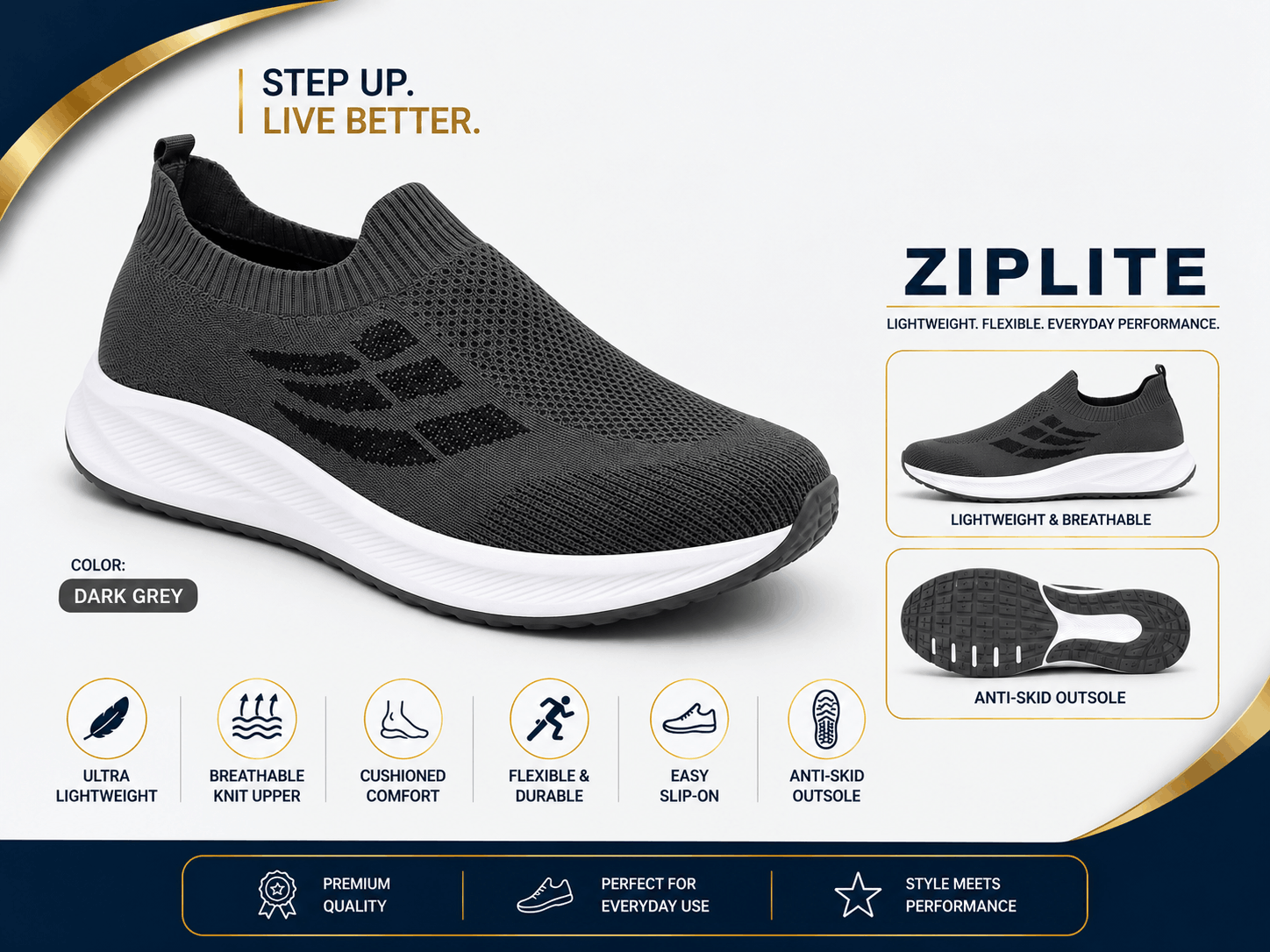 Comfort In Every Step Dark Gray