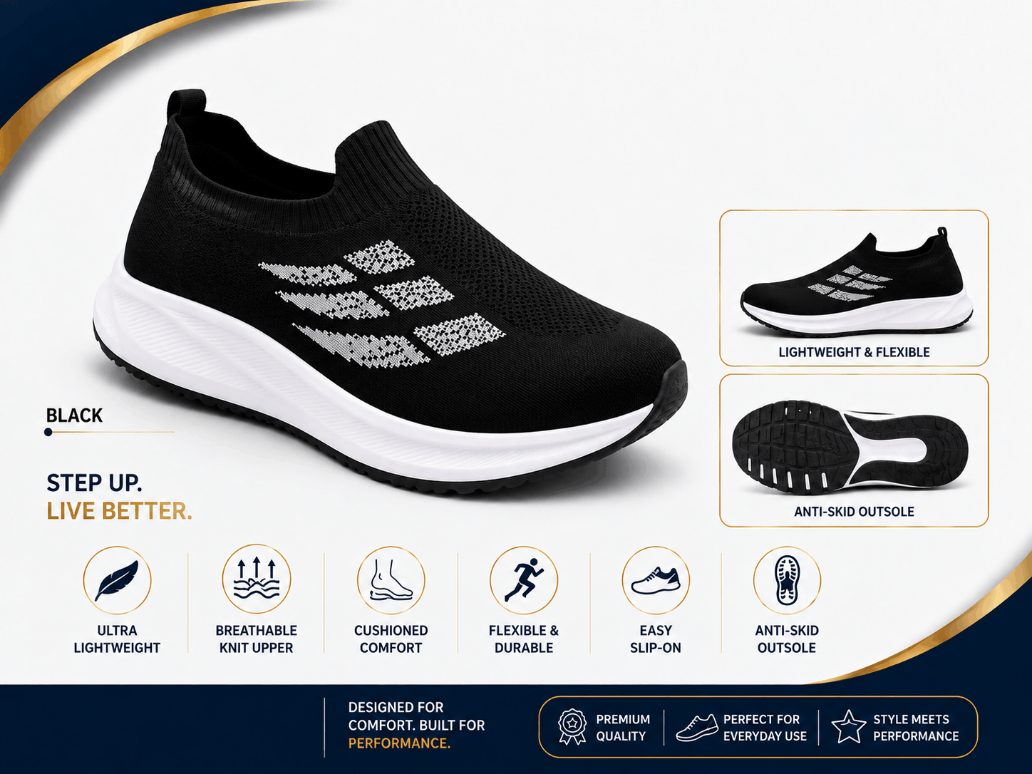 Step In To Comfort Dark Black