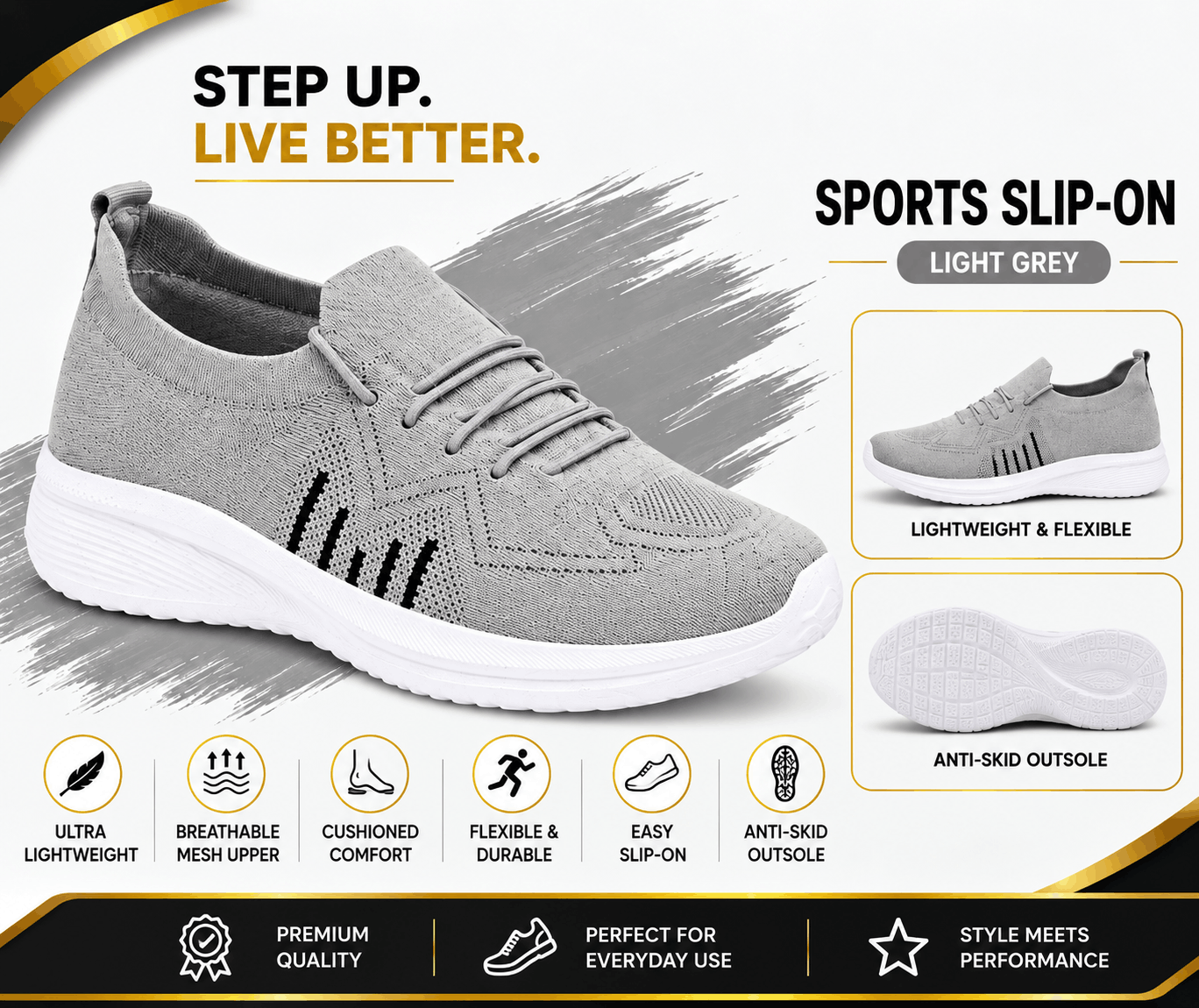 Comfort In Every Step Light Gray